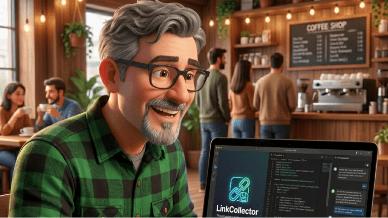 Happy man with laptop